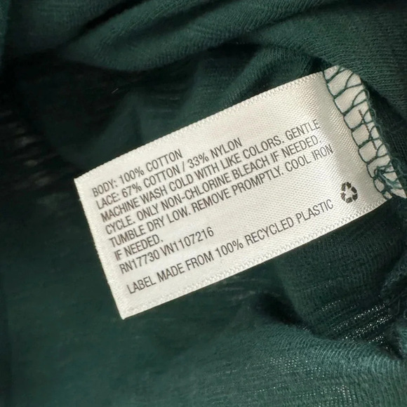 Merona green short sleeve with lace top - Picture 5 of 8